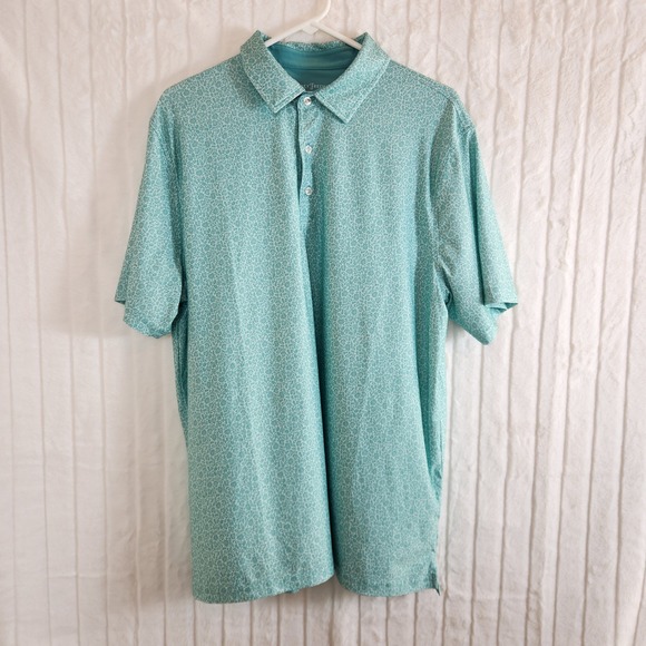 Hickey Freeman Other - Hickey Freeman Golf Mens Teal Floral Print Performance Polo Shirt Size Large L